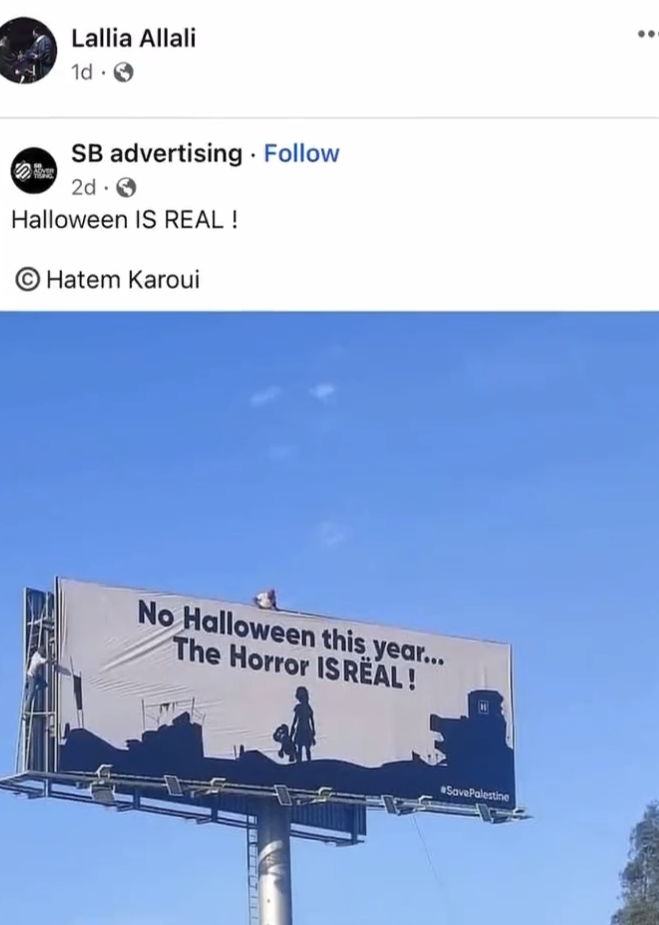 Screenshot of the Halloween post referenced in this report