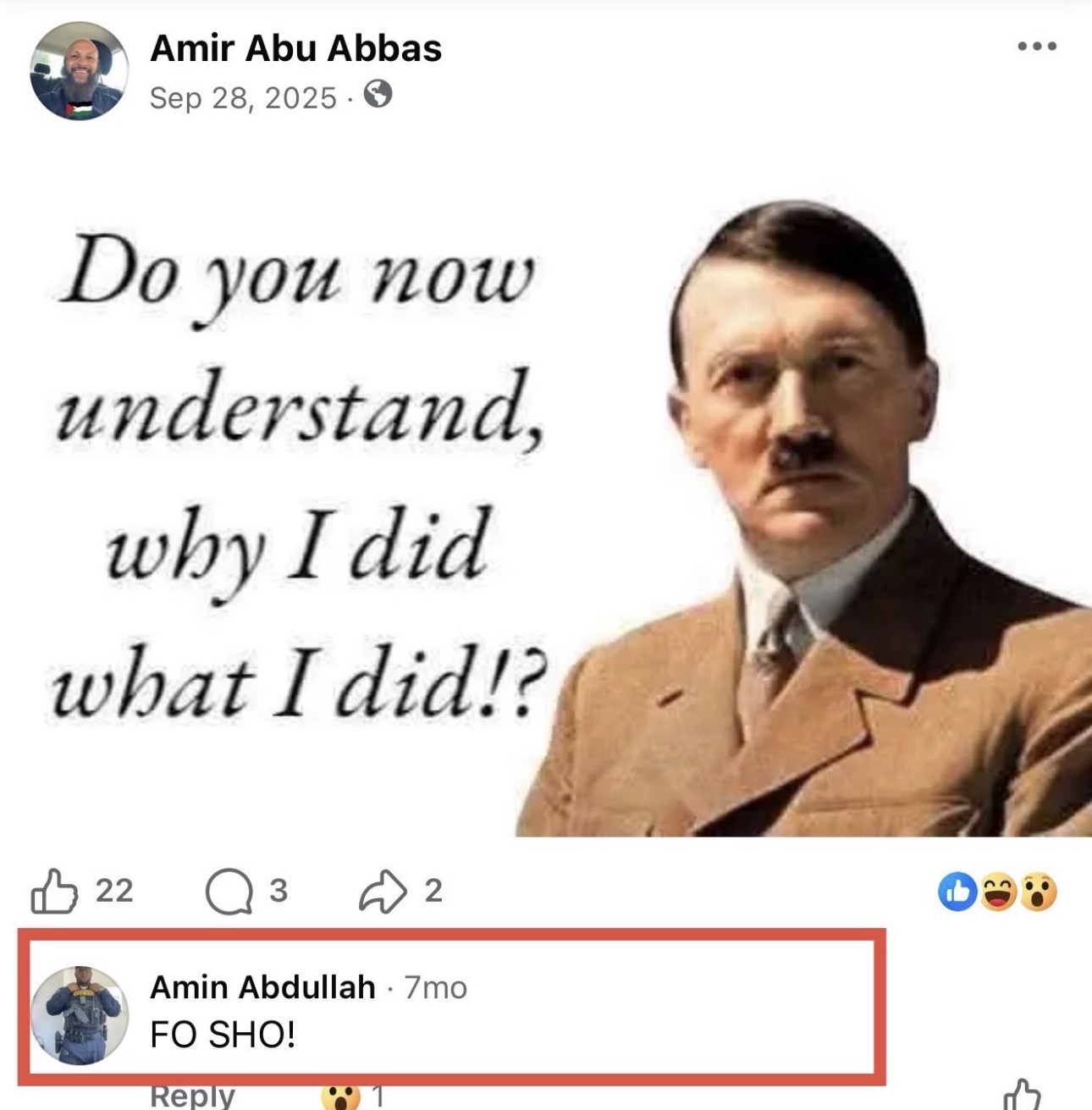 Screenshot of the reposted video and caption referenced in this report