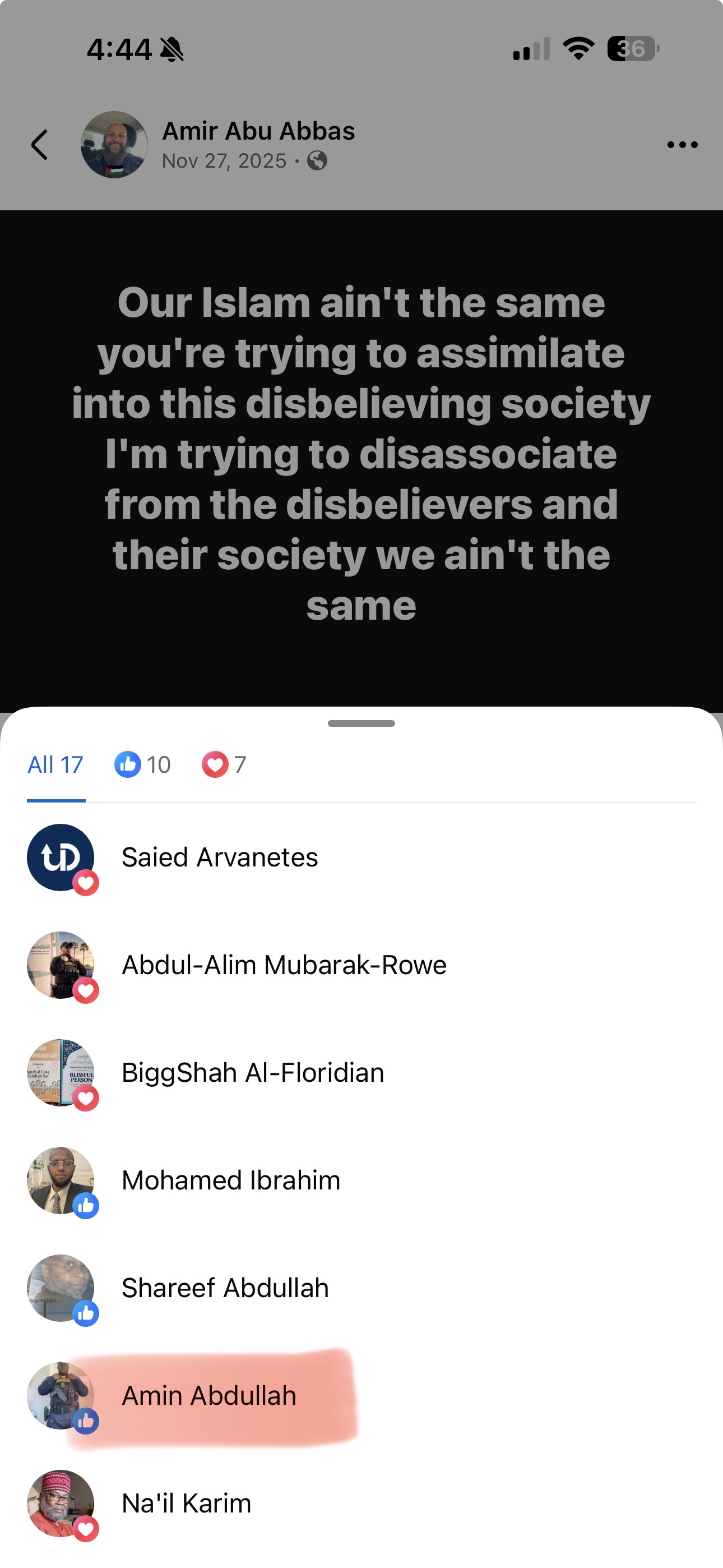 Documentary screenshot 4 of social media activity referenced in this report