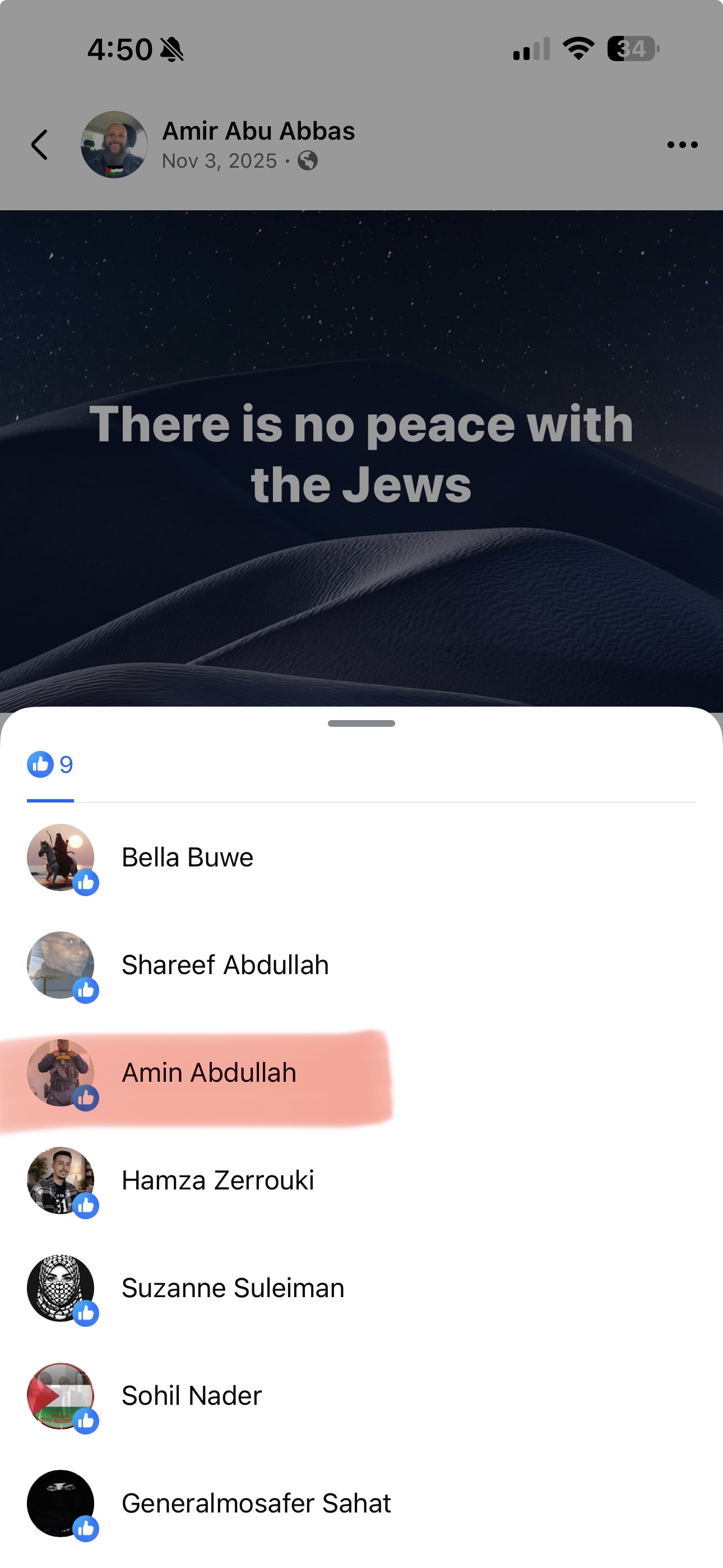 Documentary screenshot 5 of social media activity referenced in this report