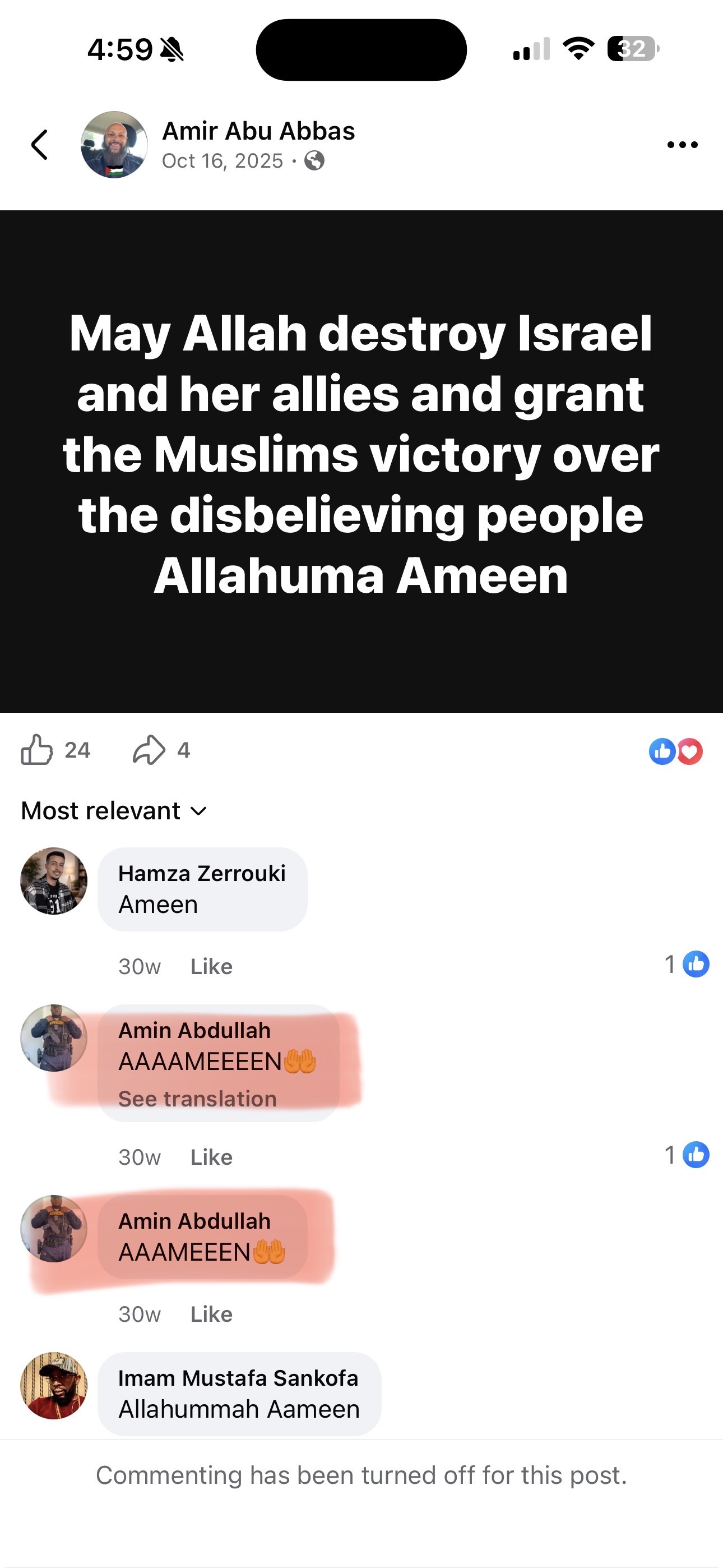 Documentary screenshot 6 of social media activity referenced in this report